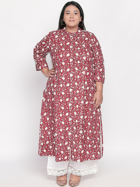 

RANGMANCH BY PANTALOONS Women Red Printed Straight Kurta