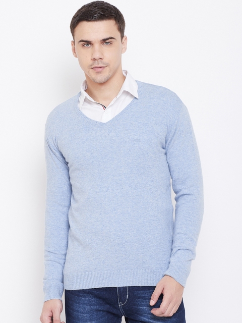 

METTLE Men Blue Solid Pullover Sweater