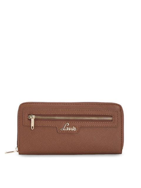 

Lavie Women Brown Solid Zip Around Wallet