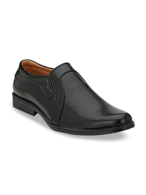 

Azzaro Men Black Textured Formal Slip-On Shoes