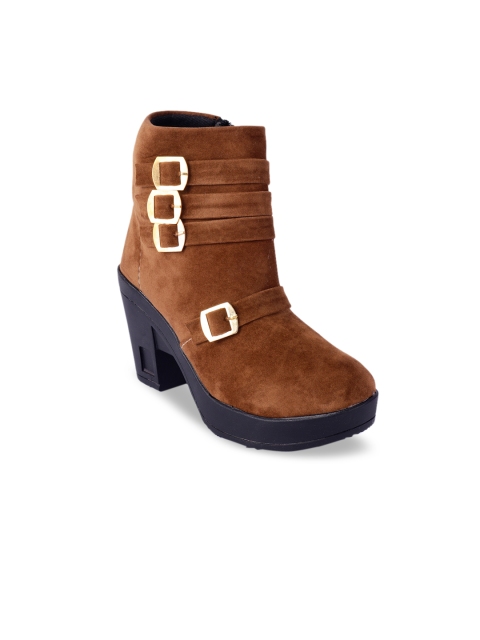 

WOMENS BERRY Women Tan Brown Solid High-Top Heeled Boots