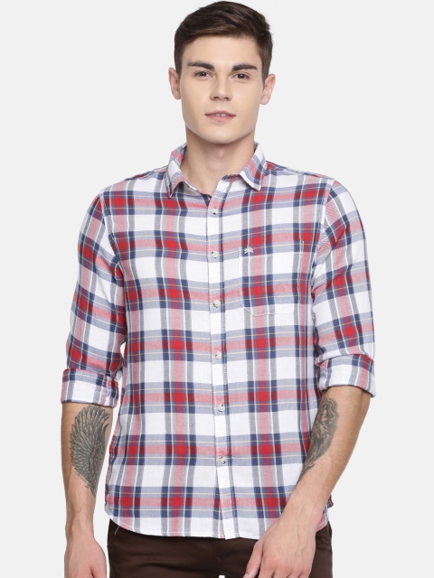 

Chennis Men Red & White Slim Fit Checked Casual Shirt
