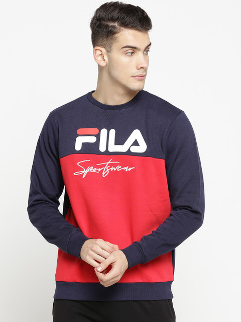 

FILA Men Navy Blue & Red Colourblocked Sweatshirt