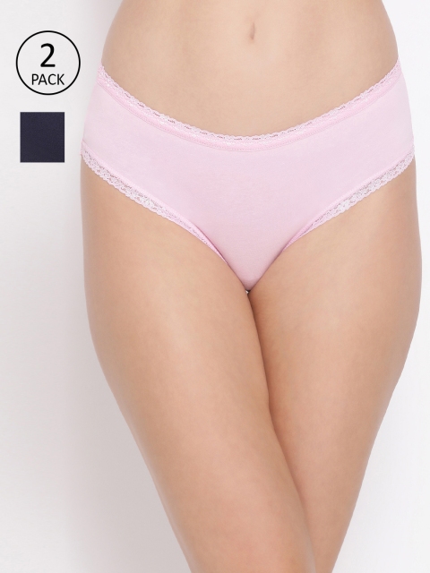 

Clovia Women Pack Of 2 Cotton Hipster Briefs COMPNC757S, Pink