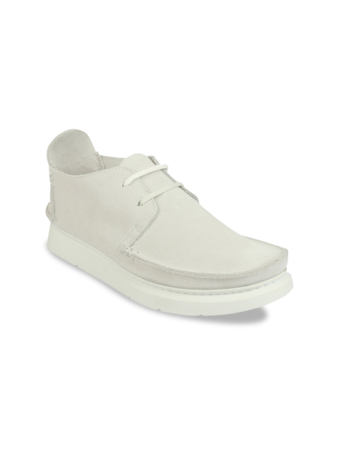 

Clarks Men White Solid Suede Mid-Top Sneakers
