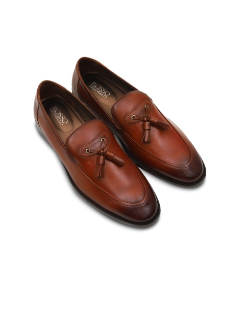 

ROSSO BRUNELLO Men Tan Brown Solid Leather Formal Loafers