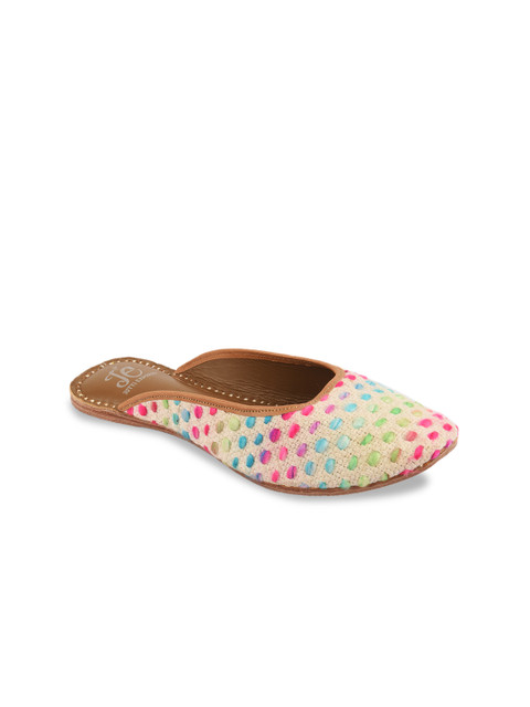 

Jutti Express Women Multicoloured Woven Design Canvas Mojaris, Multi