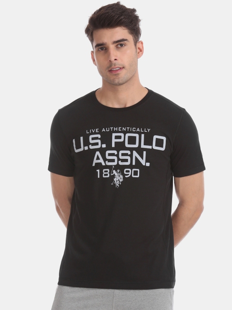 

U.S. Polo Assn. Men Black Printed Round Neck T-shirt