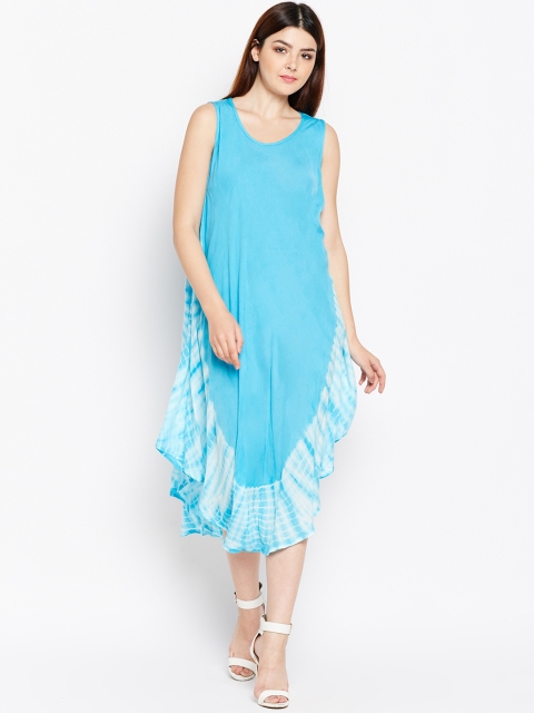 

AASK Women Turquoise Blue Solid A-Line Dress