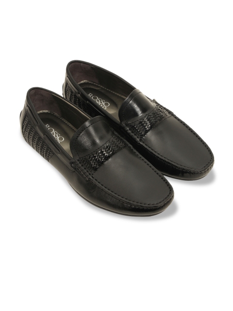 

ROSSO BRUNELLO Men Black Textured Leather Formal Loafers