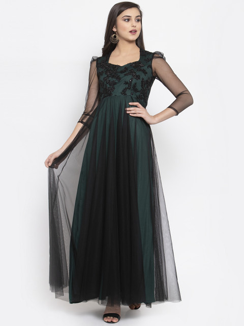 

Just Wow Women Black Embellished Maxi Dress