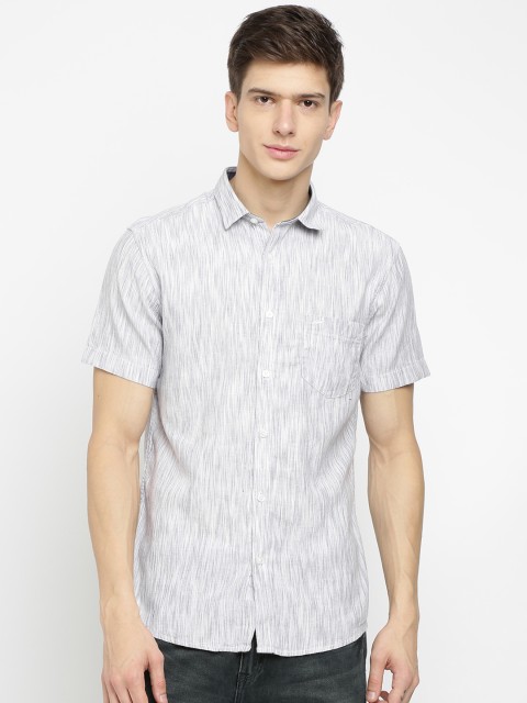 

Crocodile Men Grey & White Slim Fit Self Design Casual Shirt