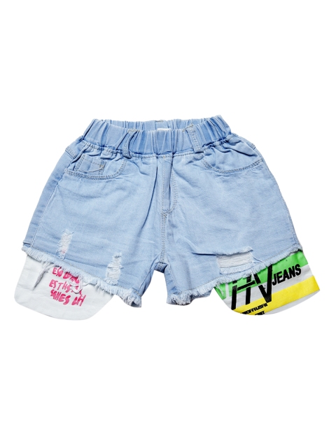 

J Style Kids Blue Solid Regular Fit Denim Shorts