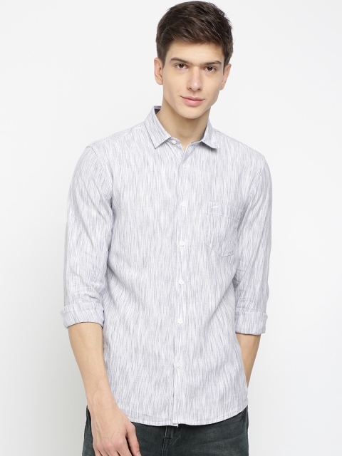 

Crocodile Men Grey & White Slim Fit Self Design Casual Shirt
