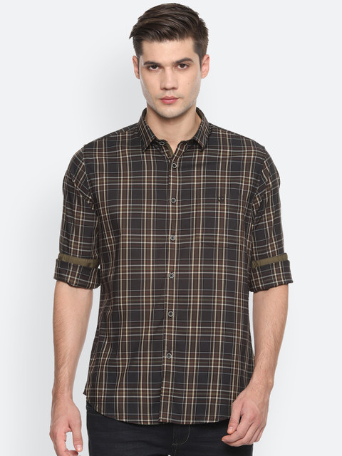 

Van Heusen Sport Men Brown & Beige Checked Slim Fit Casual Shirt