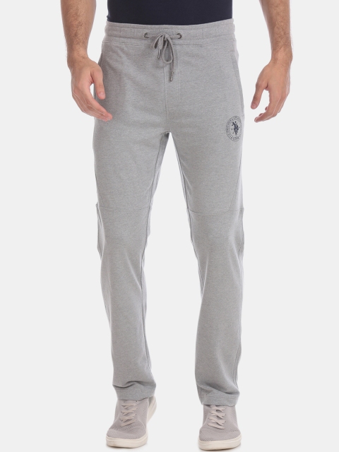 

U.S. Polo Assn. Men Grey Melange Solid Knitted Track Pants