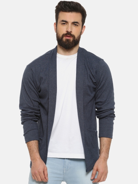 

Campus Sutra Men Blue Solid Open Front Shrug