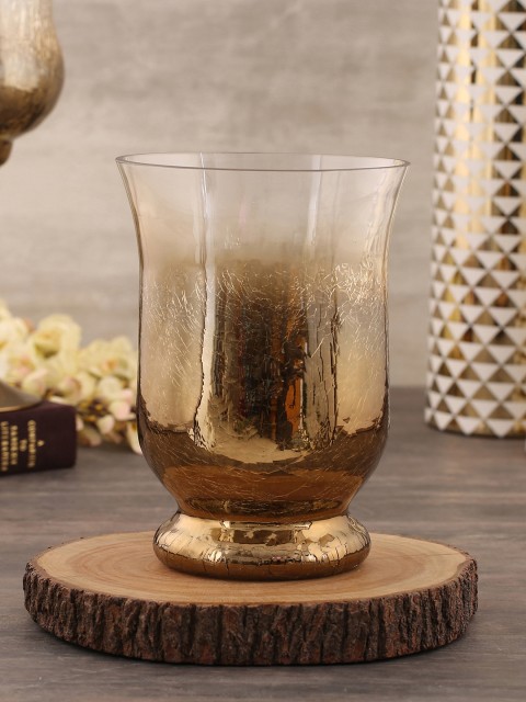

Pure Home and Living Brown Crackle Hurricane Glass Vase