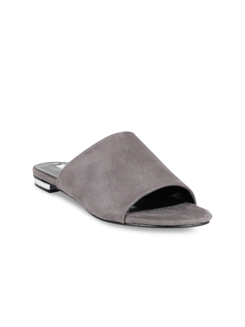 ELLE Women Grey Solid Open Toe Flats