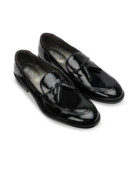 

ROSSO BRUNELLO Men Black Solid Leather Formal Loafers