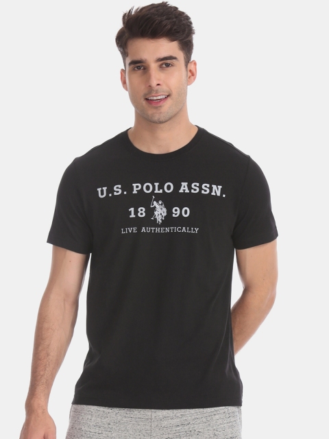 

U.S. Polo Assn. Men Black Printed Round Neck T-shirt
