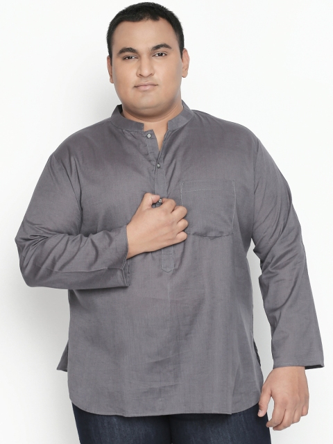 

Vivids India Men Grey Solid Straight Kurta