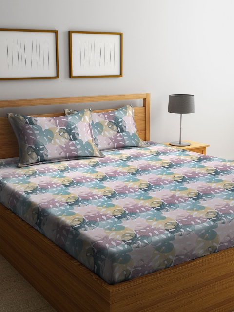 

BOMBAY DYEING Green & Yellow Abstract 180 TC Cotton 1 Queen Bedsheet with 2 Pillow Covers