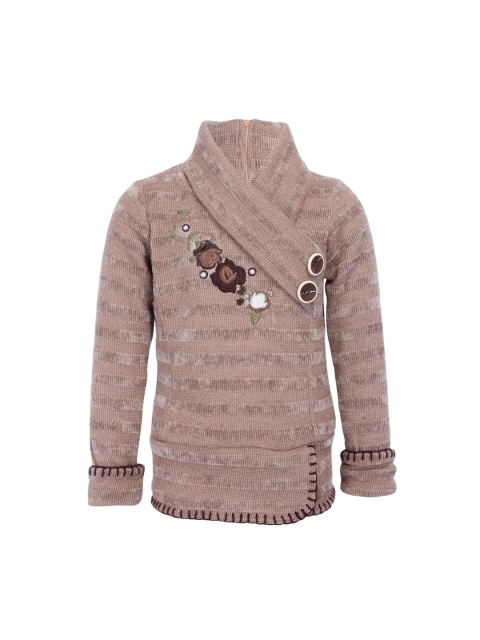 

CUTECUMBER Girls Brown Self Design Wrap Top