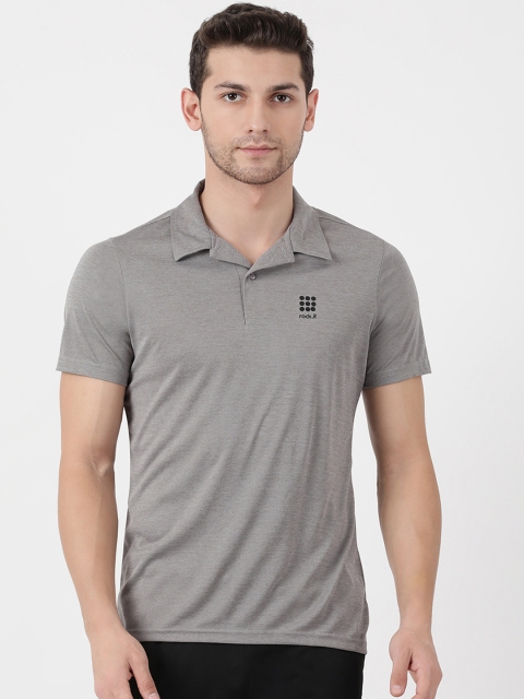 

rock.it Men Grey Solid Polo Collar T-shirt