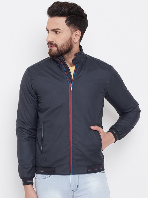 

Spirit Men Navy Blue Solid Bomber Jacket