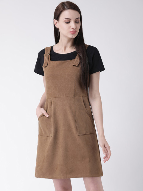 

Latin Quarters Women Brown Solid Pinafore Dress