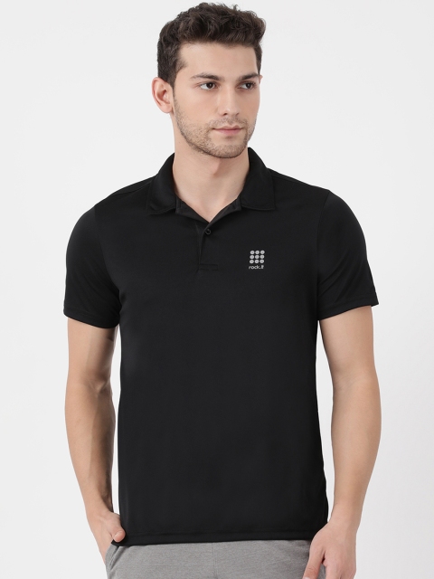 

rock.it Men Black Solid Polo Collar T-shirt