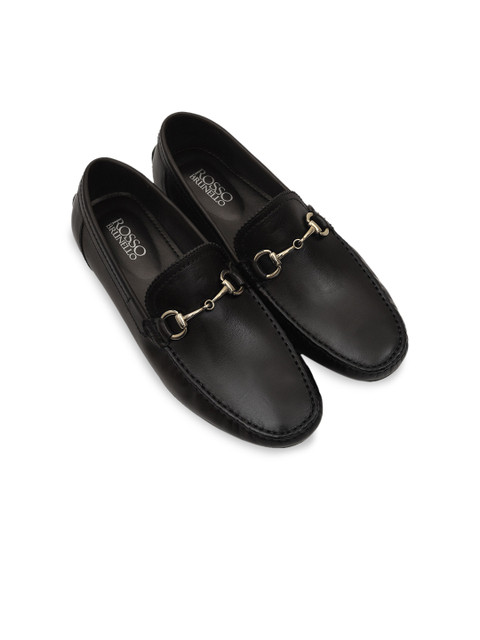 

ROSSO BRUNELLO Men Black Solid Leather Formal Loafers