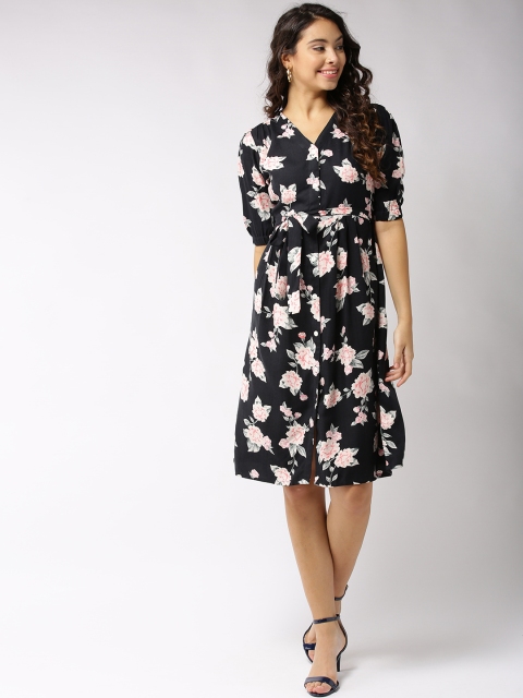 

Sera Women Black Printed Fit and Flare Dress