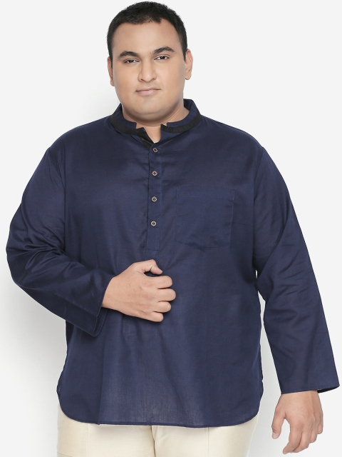 

Vivids India Men Navy Blue Solid Straight Kurta