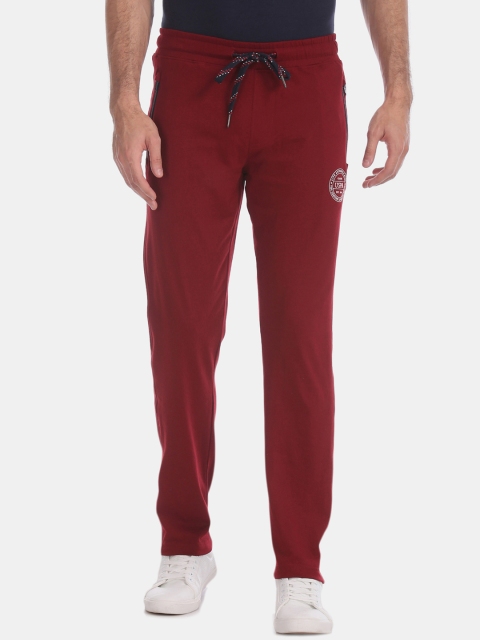 U.S. Polo Assn. Men Maroon Solid Knitted Track Pants