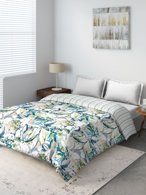 

DDecor Turquoise Blue Floral Summer 150 GSM Double Bed Comforter