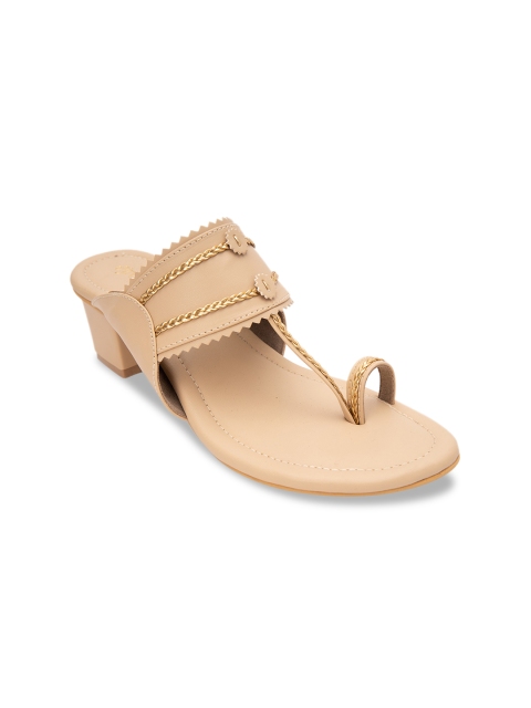 

Jivaana Women Beige Solid Kolhapuri Heels