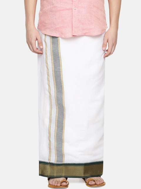

Chennis Men White & Green Solid Dhoti