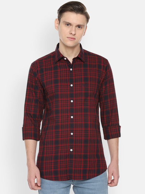 

Allen Solly Men Red Sport Slim Fit Checked Casual Shirt
