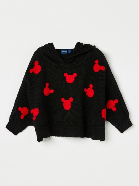 

Juniors by Lifestyle Girls Black & Red Self Design Pullover Sweater
