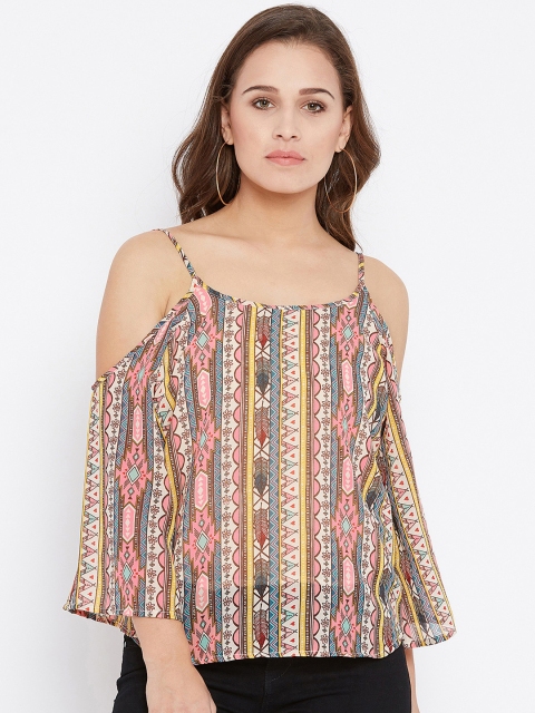 

AASK Women Beige Printed A-Line Top