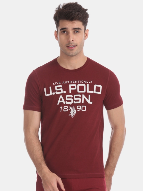 

U.S. Polo Assn. Men Red Printed Round Neck T-shirt