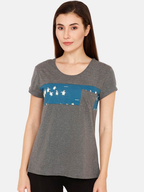 

Zivame Women Grey Printed Lounge T-Shirt