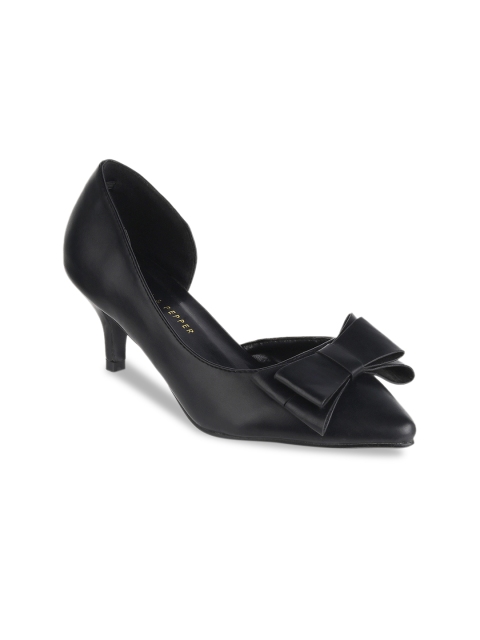 

LEMON & PEPPER Women Black Solid Kitten Heels