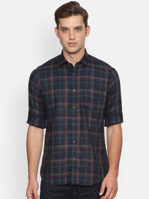 

Van Heusen Sport Men Navy Blue & Brown Checked Slim Fit Casual Shirt