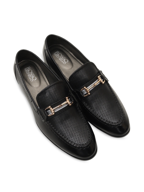 

ROSSO BRUNELLO Men Black Textured Leather Formal Loafers
