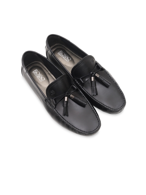 

ROSSO BRUNELLO Men Black Solid Leather Formal Loafers