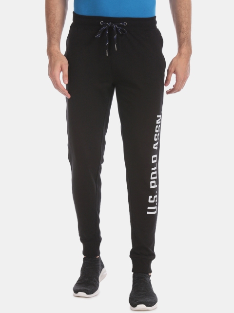 

U.S. Polo Assn. Men Black Brand Printed Joggers