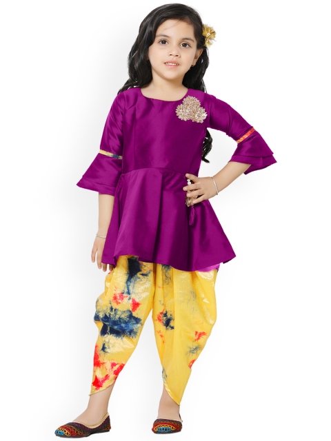 

LilPicks Girls Purple Solid Kurta with Dhoti Pants